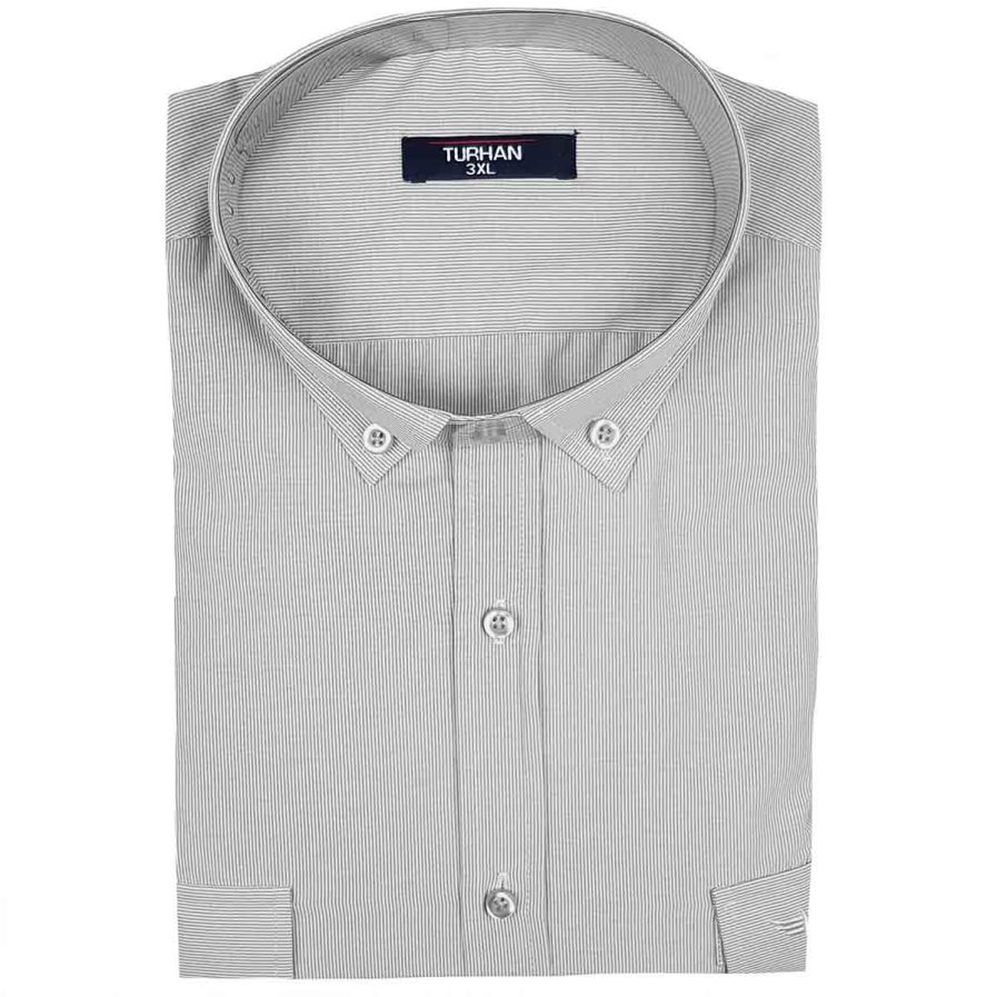 Ανδρικό πουκάμισο ριγέ 755 Grey Big Size