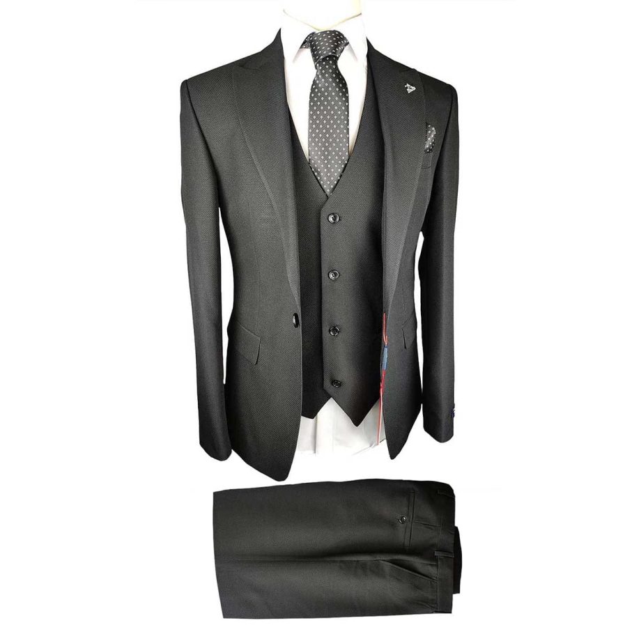 Ανδρικό Κοστούμι 3-Piece Diagonal Black