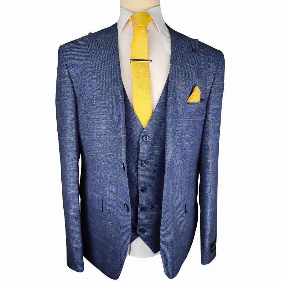 Ανδρικό Κοστούμι 3-Piece RMZ Checkered Blue