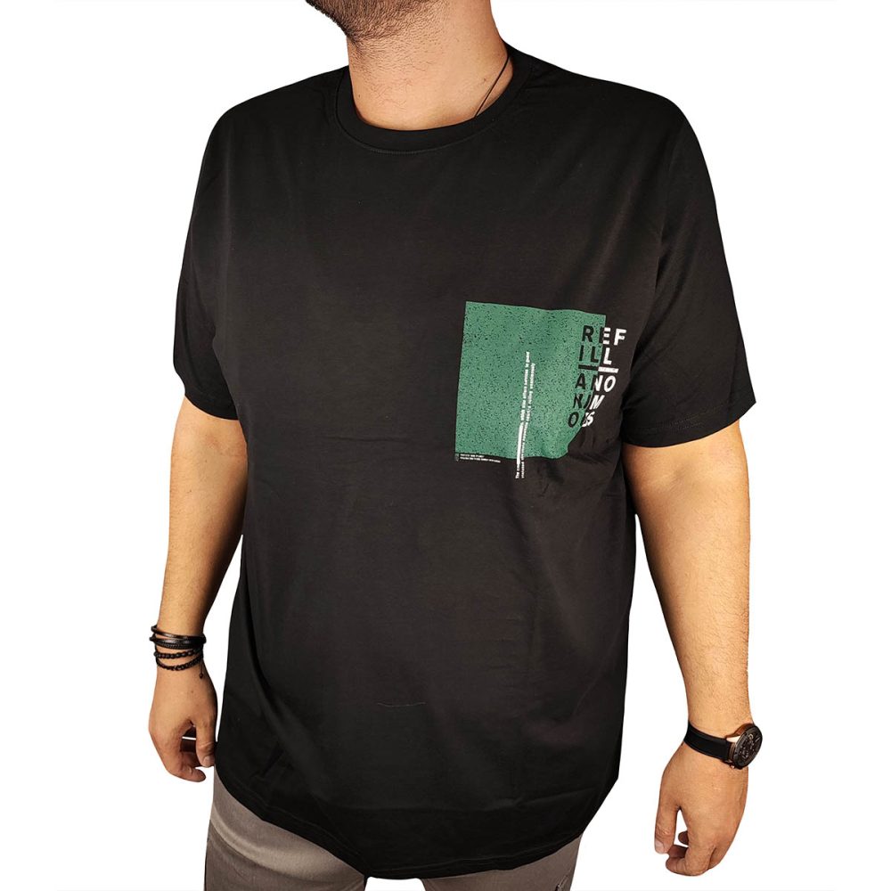 Ανδρικό T-Shirt MXU24044 Refill Black Υπερμέγεθος