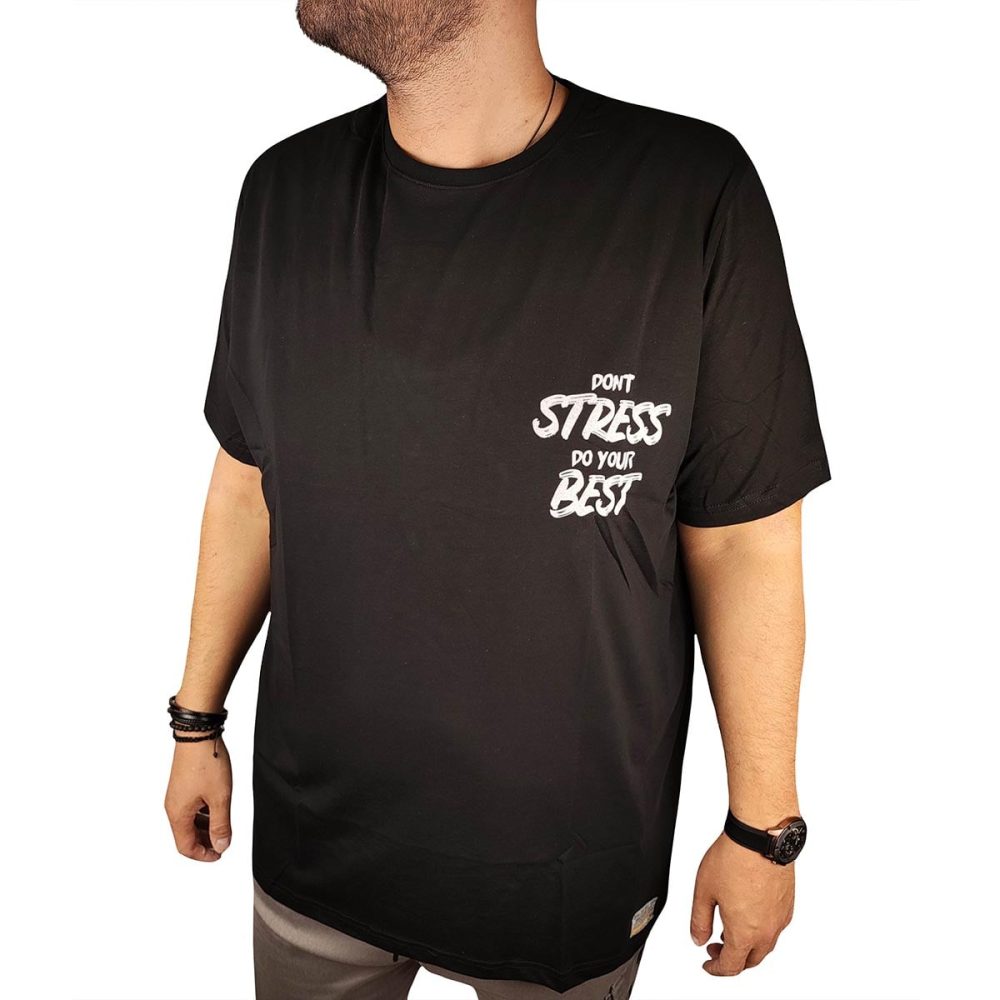 Ανδρικό T-Shirt MXU24064 Don't Stress Black Υπερμέγεθος
