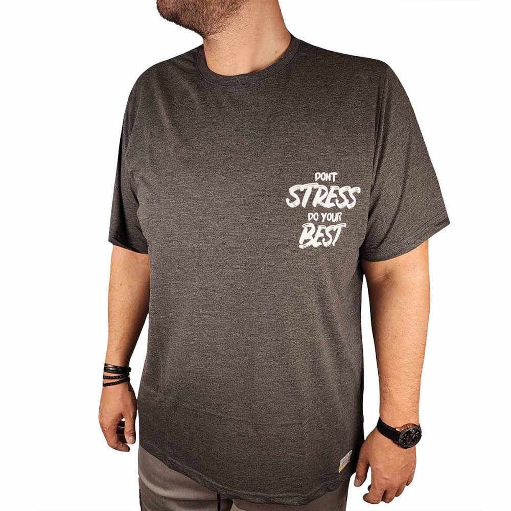 Ανδρικό T-Shirt MXU24064 Don't Stress Grey Υπερμέγεθος