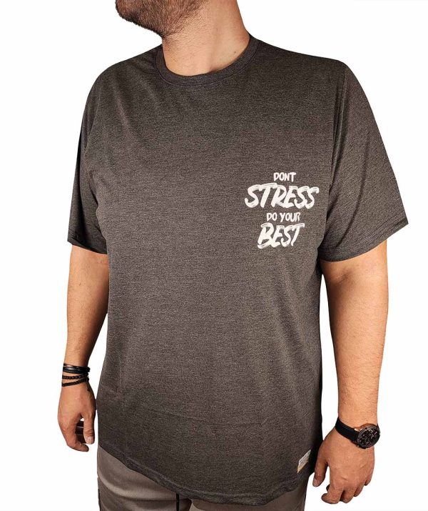 Ανδρικό T-Shirt MXU24064 Don't Stress Grey Υπερμέγεθος