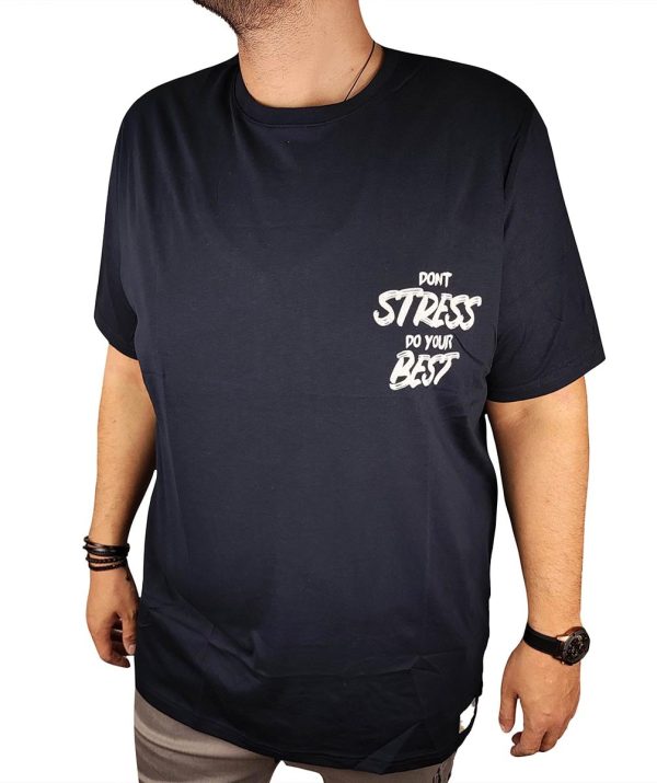Ανδρικό T-Shirt MXU24064 Don't Stress Navy Υπερμέγεθος