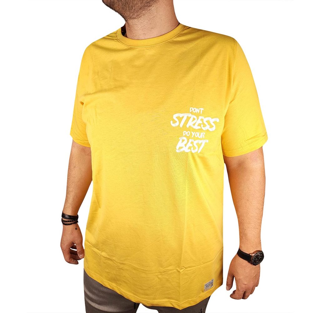 Ανδρικό T-Shirt MXU24064 Don't Stress Yellow Υπερμέγεθος